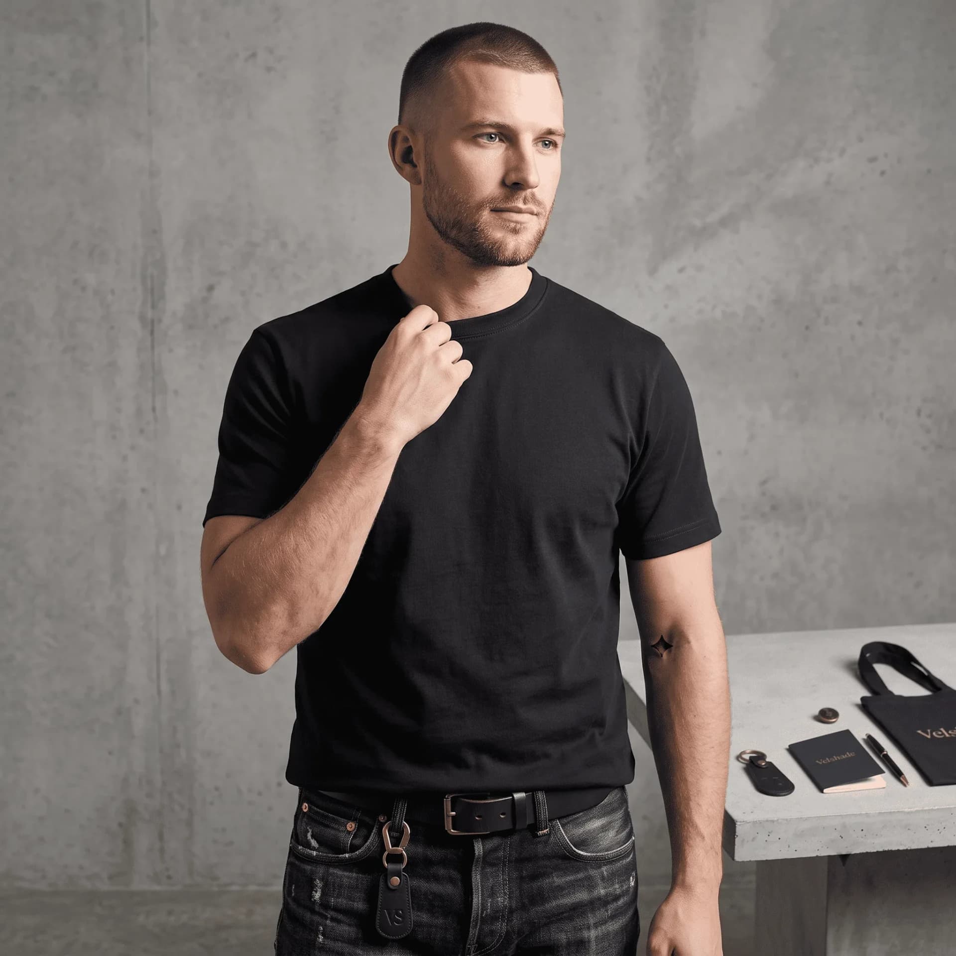 Velshade Signature Black Tee